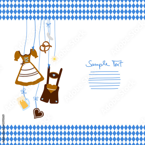 Octoberfest Symbols & Pattern Blue/White/Brown