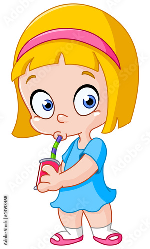 Girl drinking from a can