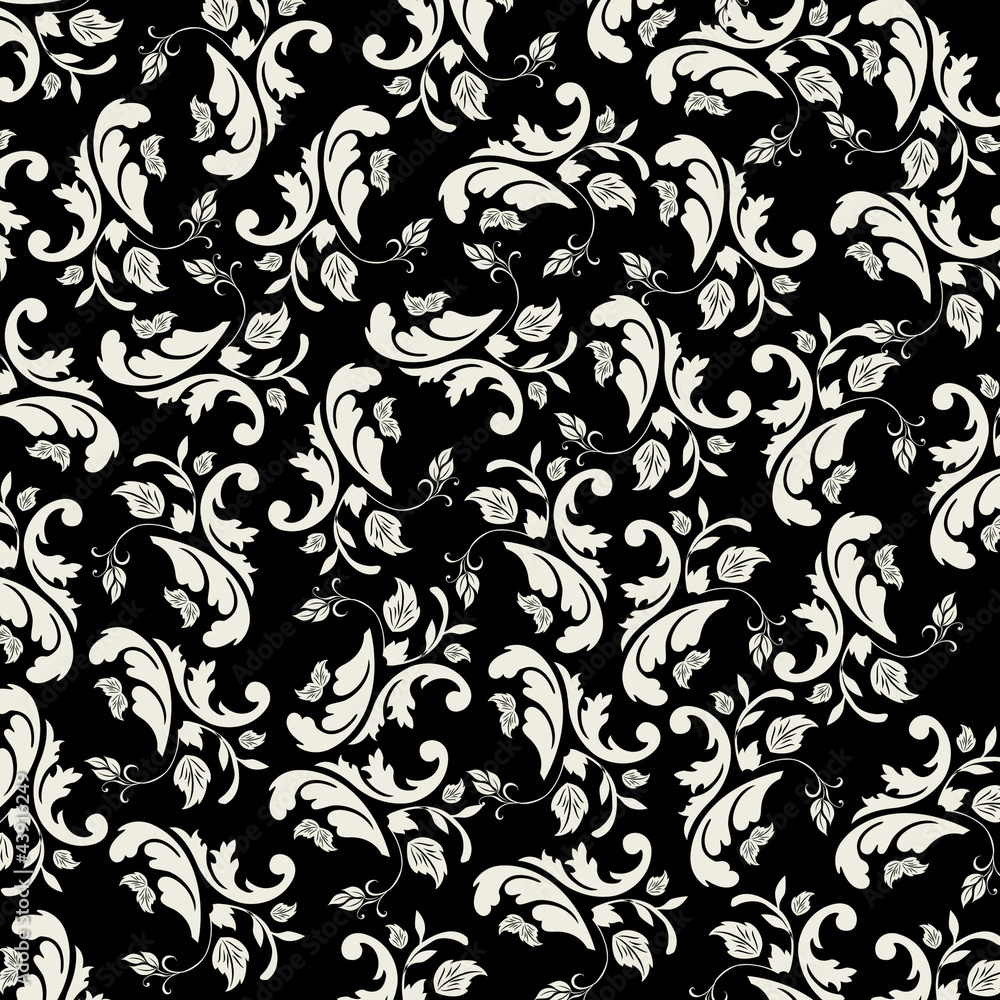 Fototapeta premium White flowers on black background