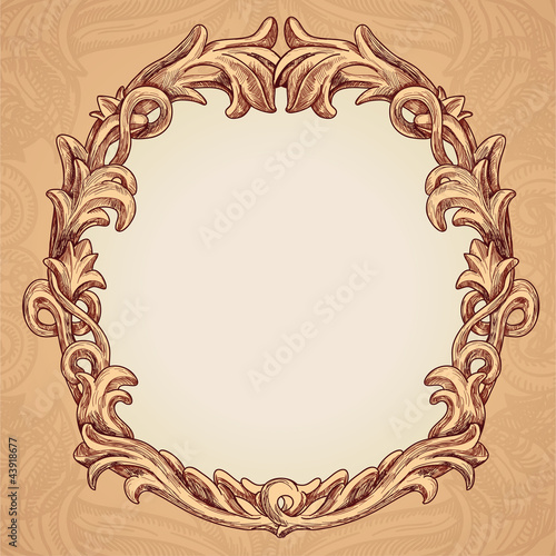 Vector round frame in vintage style