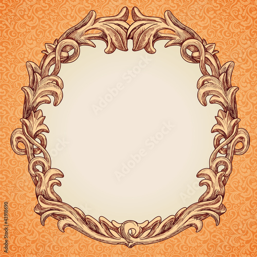 Vector round frame in vintage style