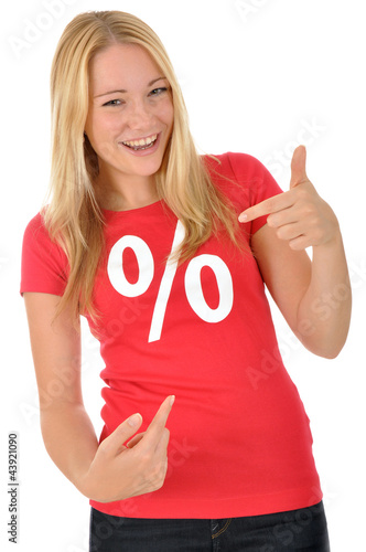 Junge Frau im Sale-Shirt photo