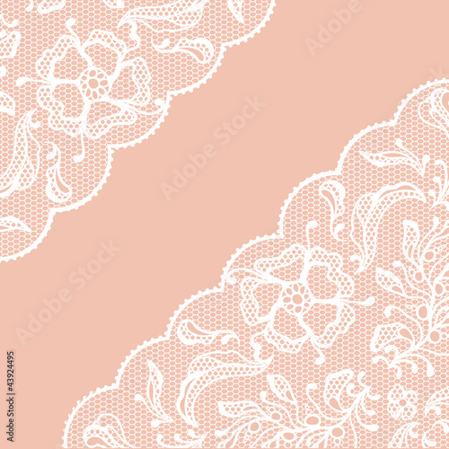Vintage lace frame, ornamental flowers. Vector texture.
