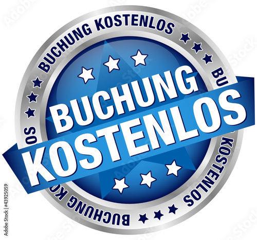 Button Banner "Buchung kostenlos" blau/silber