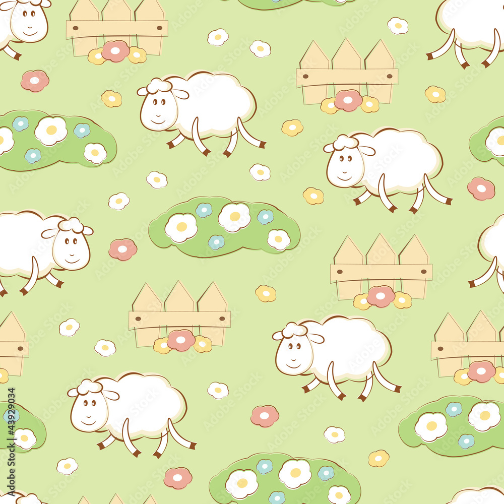 Fototapeta premium kid seamless with sheep