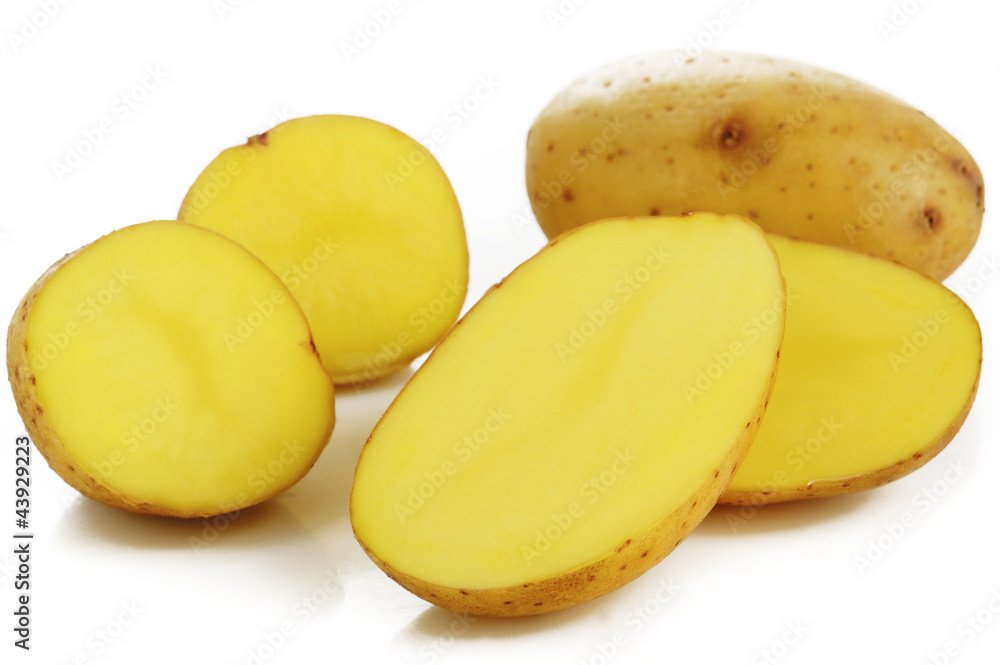 sliced potato on white sliced potato on white