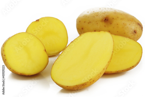 sliced potato on white