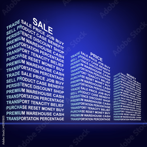 The building, made up of words. Trade.