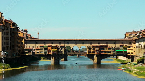 Ponte Vecchio in Florence on Arno river. Italy. Europe.