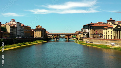 Ponte Vecchio in Florence on Arno river. Italy. Europe.