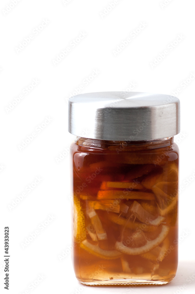 Lemon and honey in a crystal jar Lemon and honey in a crystal jar