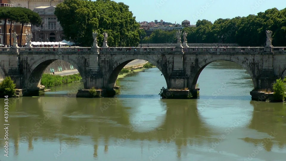 Castle Saint Angel. Tiber river, Rome. Italy. Time lapse video. Castle Saint Angel. Tiber river, Rome. Italy. Time lapse video.