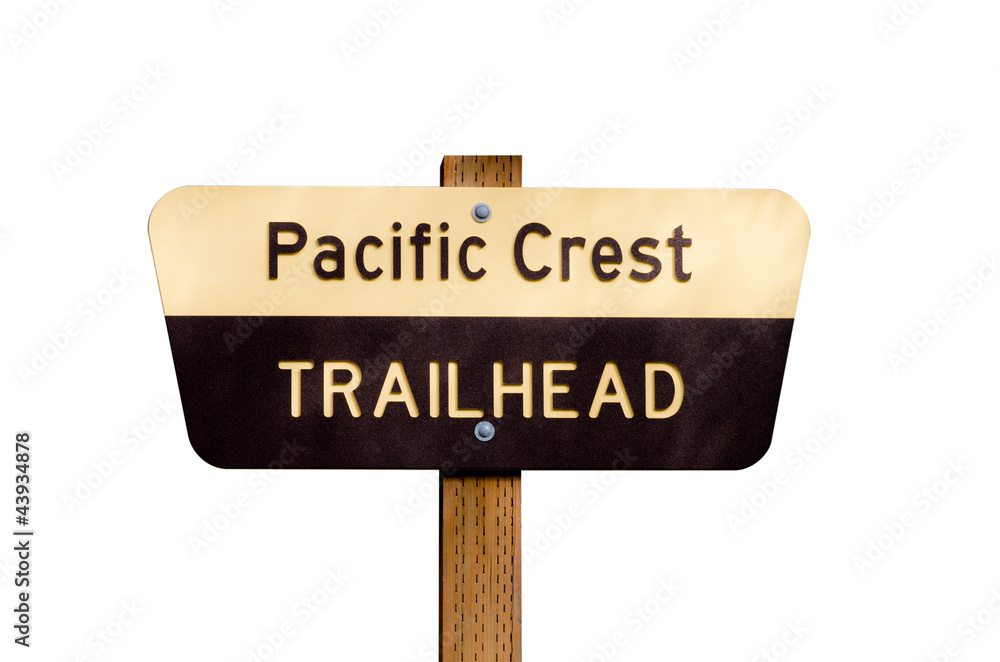 Pacific Crest Trail sign on post isolated Pacific Crest Trail sign on post isolated