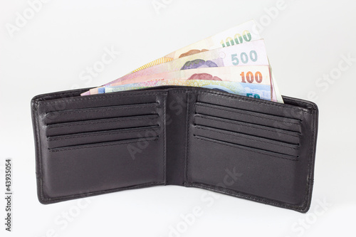 Thai banknote and open wallet