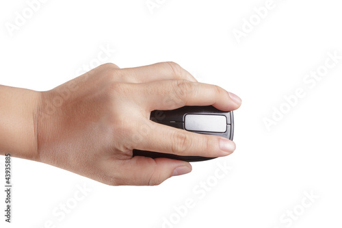 Wireless mouse and hand photo