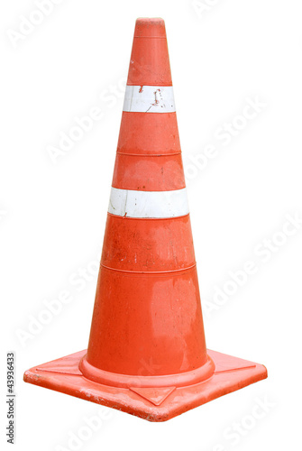 Traffic cone for road works isolated on white background