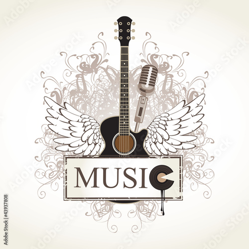 banner and wings with a guitar