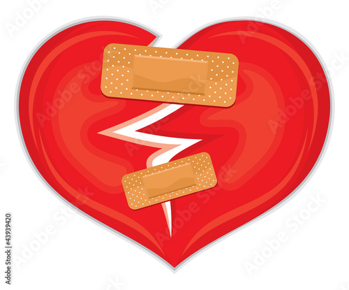 broken heart with plaster