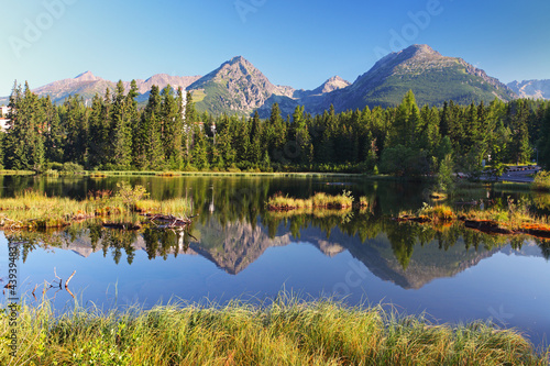 Fototapeta Naklejka Na Ścianę i Meble -  Mountain Lake in Slovakia Tatra - Strbske Pleso