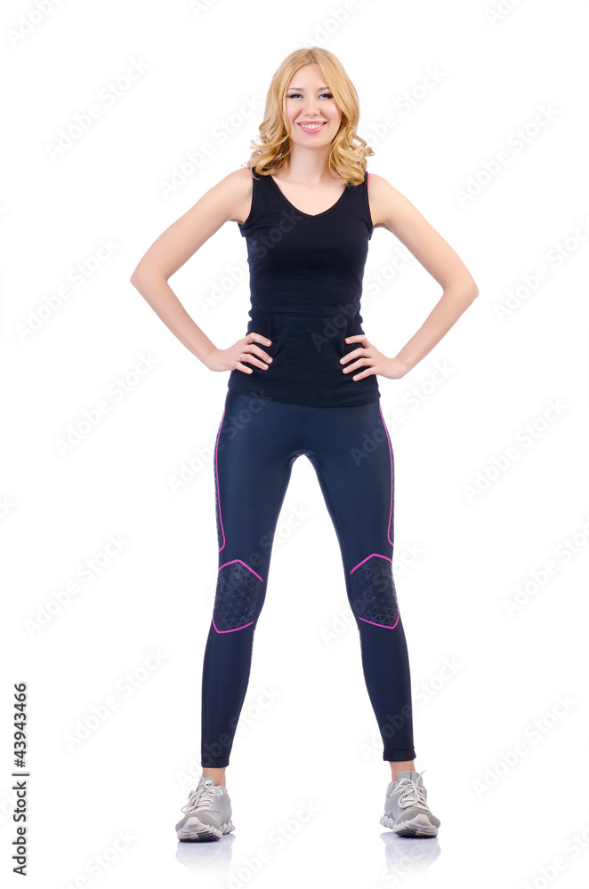 Fototapeta premium Woman doing sports on white
