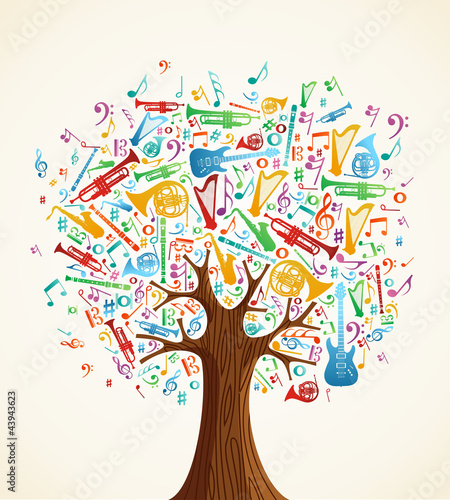 Naklejka natura koncert drzewa flet muzyka