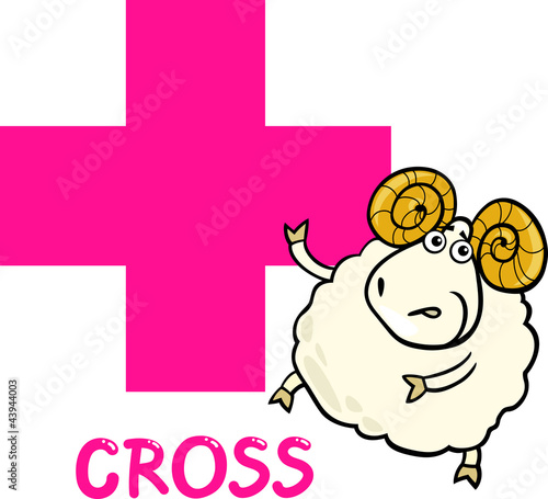 cross shape with cartoon ram