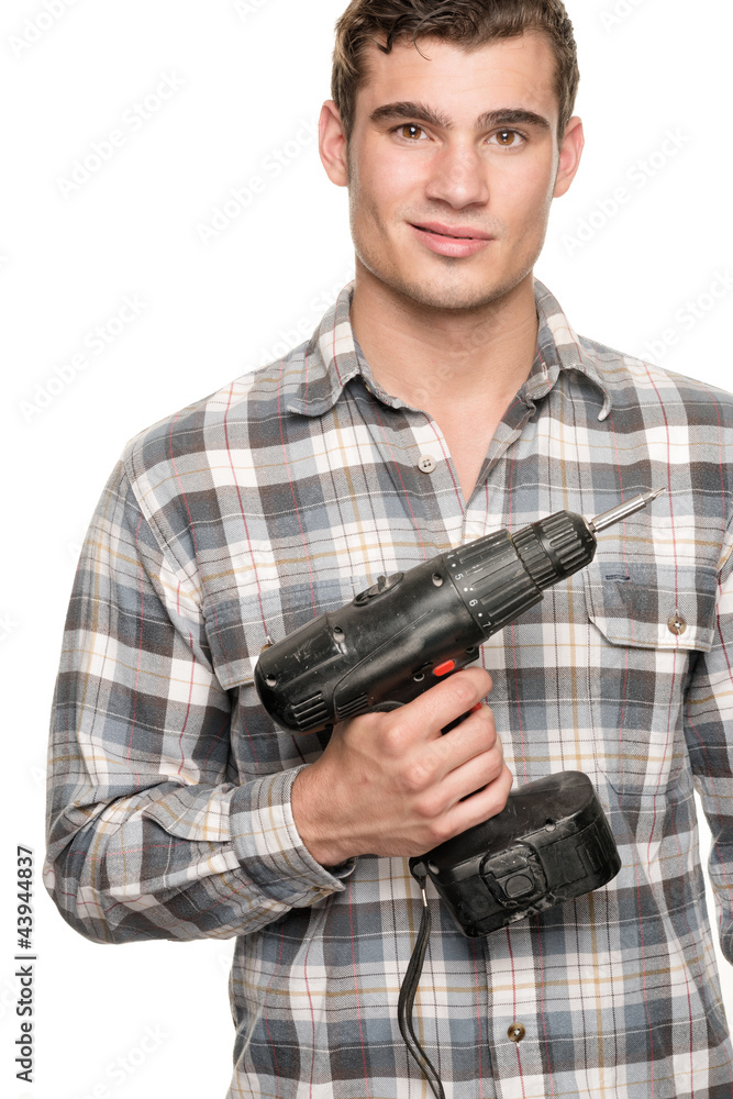 Man with drill machine Man with drill machine