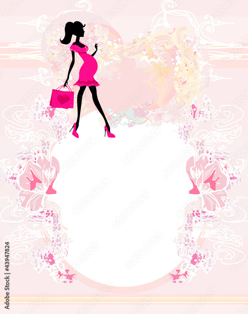 Beautiful pregnant woman on shopping for her new baby- abstract Beautiful pregnant woman on shopping for her new baby- abstract