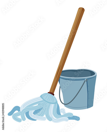 Bucket and mop vector
