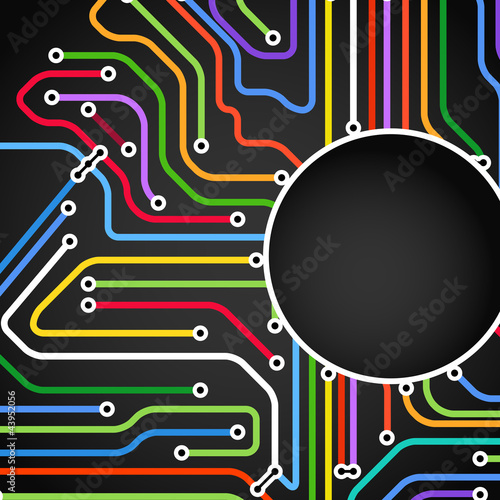 Abstract background of color metro lines with text frame