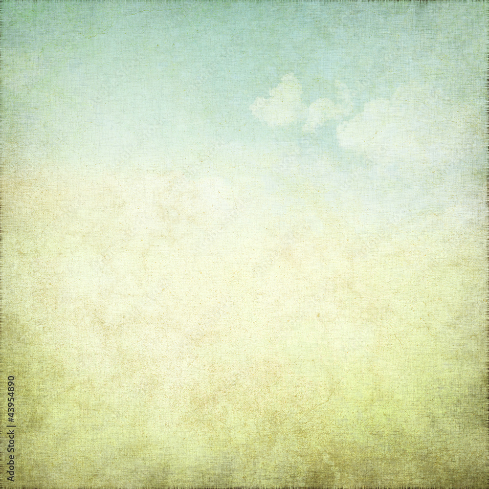 old grunge background abstract canvas texture and blue sky view