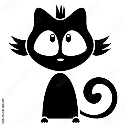 Fototapeta Naklejka Na Ścianę i Meble -  Cute black kitten illustration