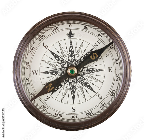 Antique compass in a brass case
