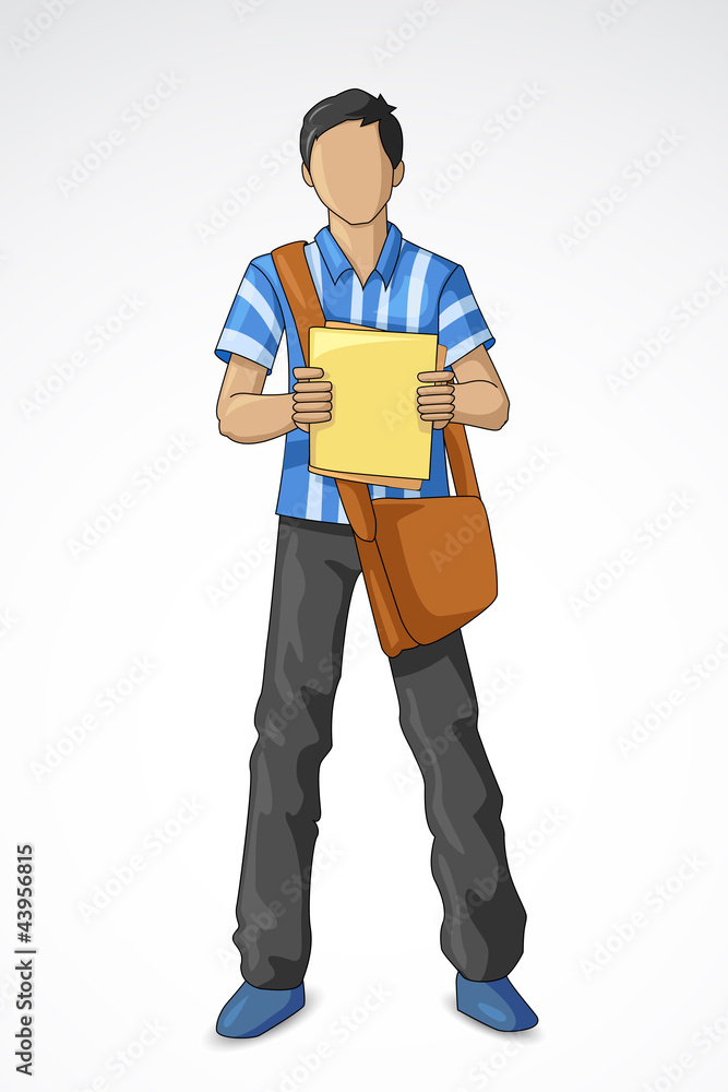 vector illustration of young male student with bag vector illustration of young male student with bag