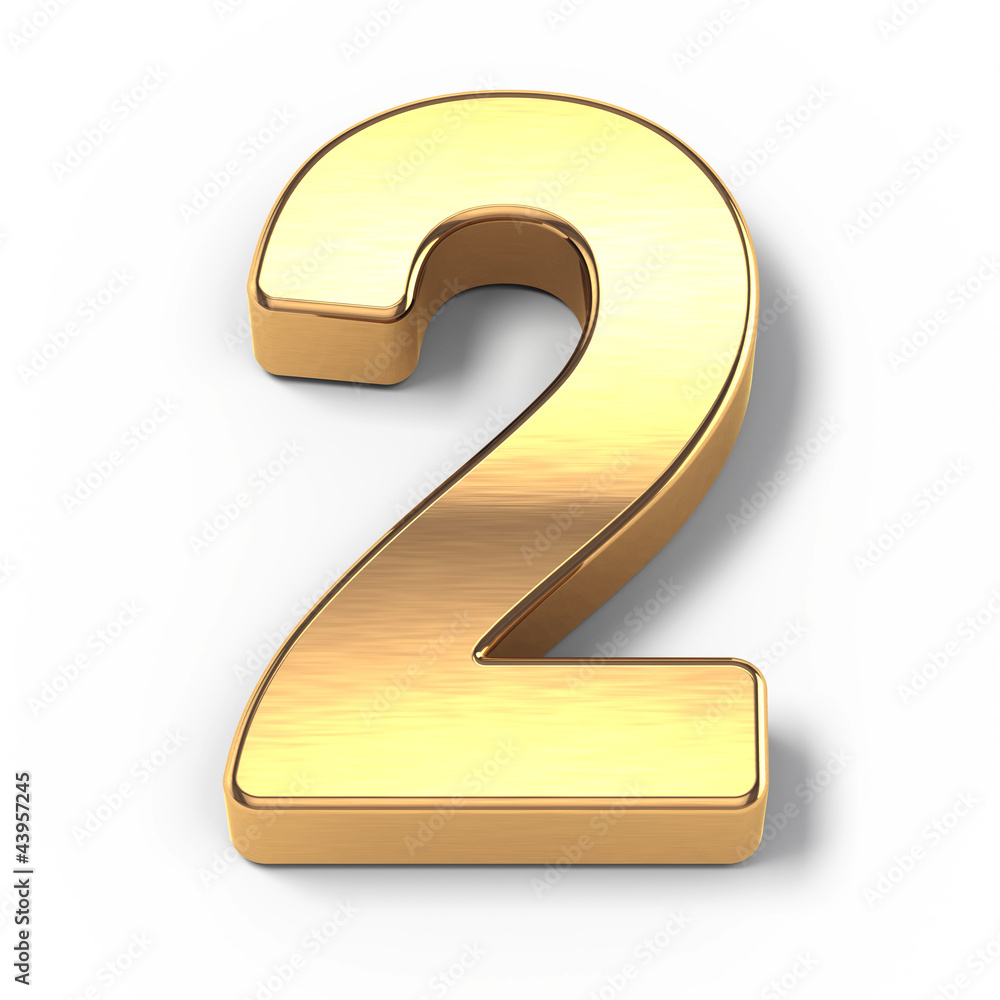 3d Gold metal numbers - number 2 Stock Illustration