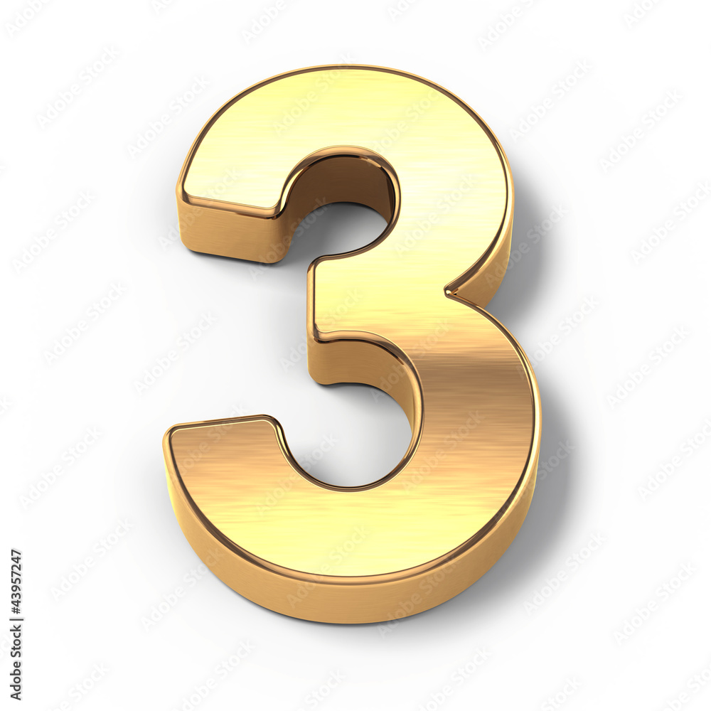 3d Gold metal numbers - number 3 Stock Illustration