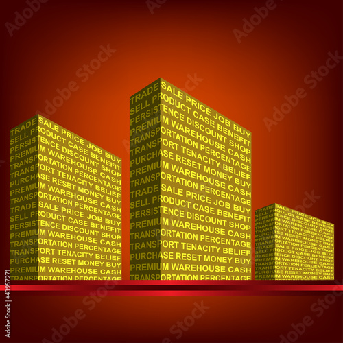 The building, made up of words. Trade.