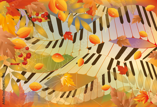 Musical autumn banner. vector illustration