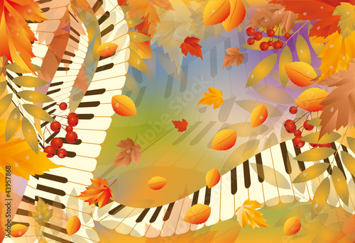 Musical autumn card. vector illustration