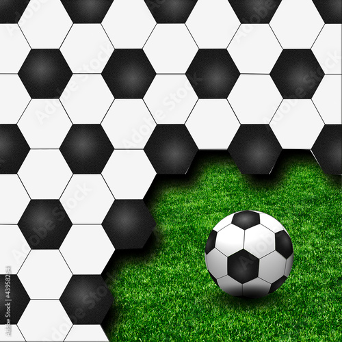 A soccer ball as creative background of green grass © Aleksandr Salenko