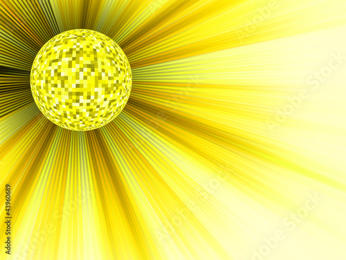 Yellow disco ball 3d illustration. EPS 8