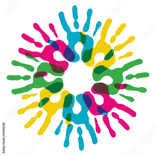 Multicolor diversity hands circle