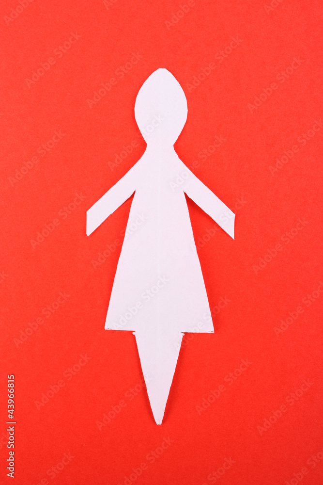 Obraz premium Paper woman on red background