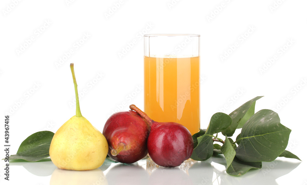 Pear juice with pears isolated on white Pear juice with pears isolated on white