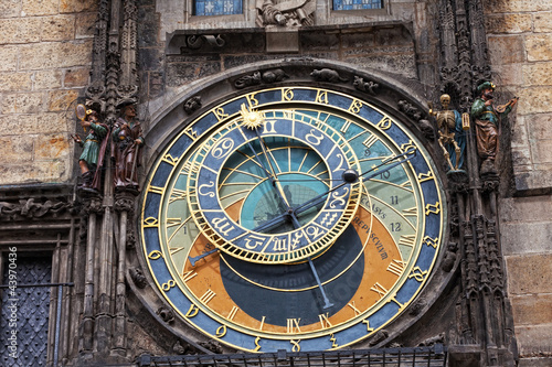 Old astronomical clock in center square of Prague