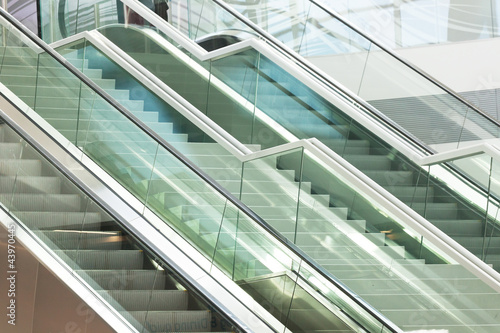 Two escalators in modern business center