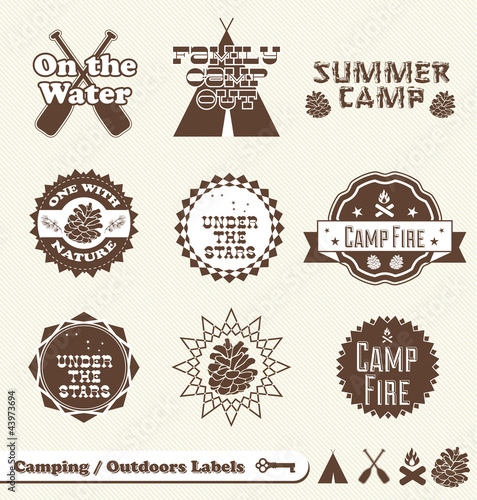 Vector Set: Camping and Outdoor Labels and Stickers