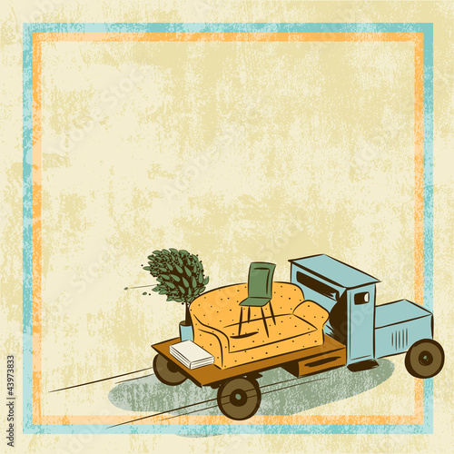 Background with notice about relocation