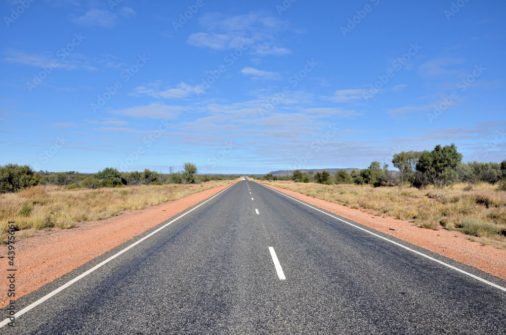 Highway in the Australian Outback and Blue Sky