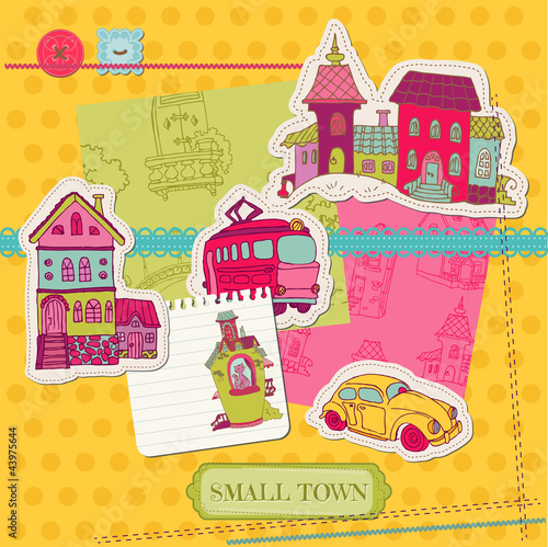 Little Town Scrap - for scrapbooking and design - in vector